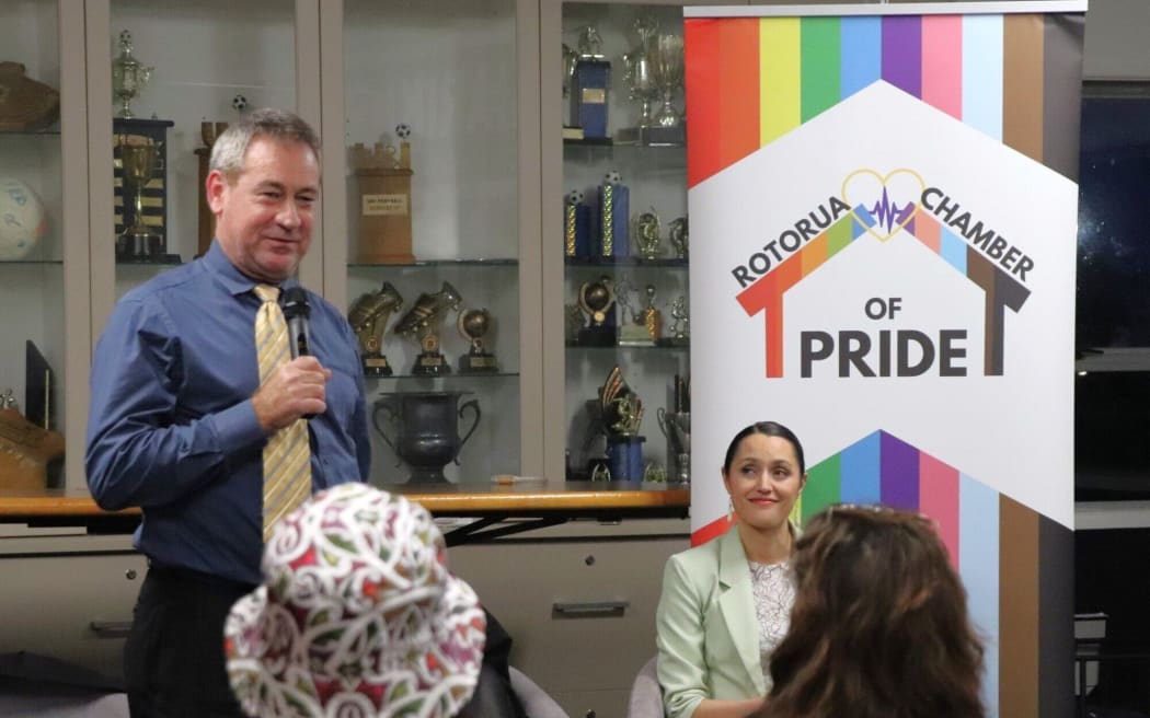 Robert Lee and Tania Tapsell at the candidate forum evening at Waiariki FC clubrooms. Photo / Mathew Nash