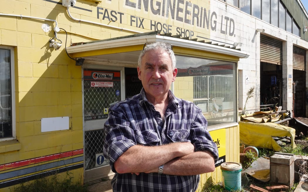 Kawakawa Engineering owner Kevin Davidson says his business, next to the proposed housing development, has flooded up to six times a year for the past 30 years.