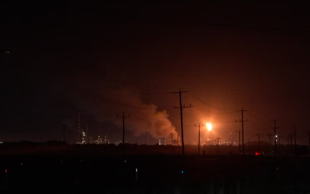 People living in nearby suburbs were warned about hazardous smoke from the blaze.