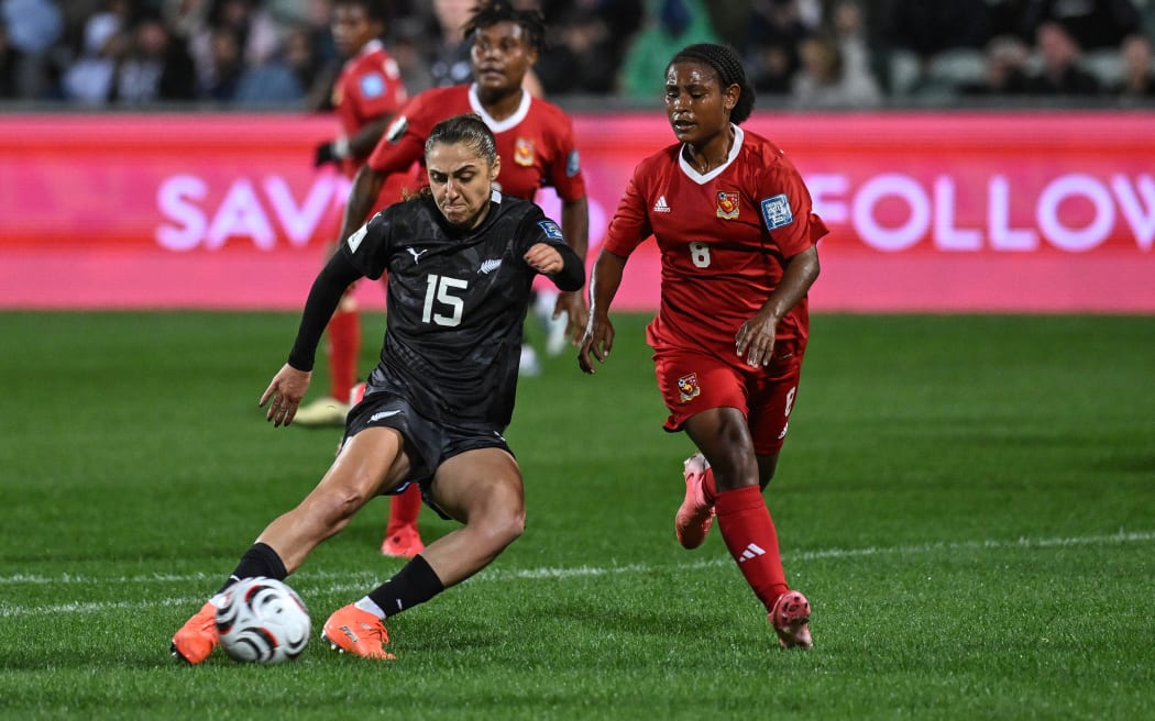 Football Fern Deven Jackson against Papua New Guinea.