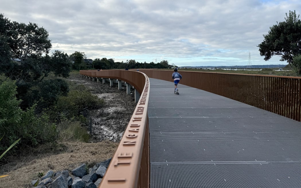The newly opened section of the Te Whau Pathway is 1.3km connection from Roberts Field in Te Atatū South to the Northwestern cycleway