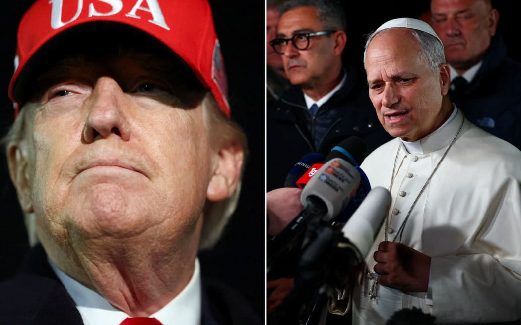 Pope Leo XIV reacted to President Trump's remarks about himself enroute to Algeria.