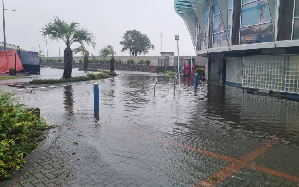 Flooding in central Whakatāne during Cyclone Vaianu, on Sunday 12 April, 2026.