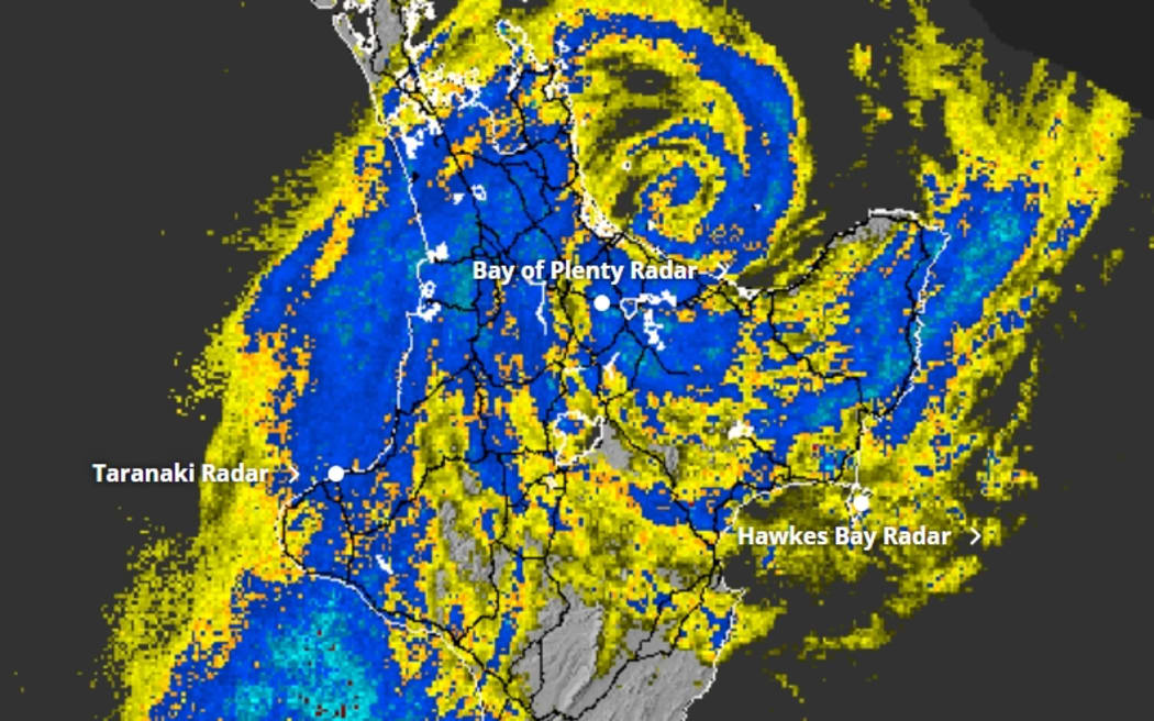 Cyclone Vaianu's path at around 1:20pm on Sunday, April 12.
