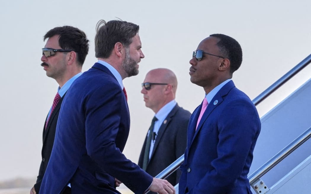 US Vice President JD Vance boards Air Force Two in Maryland headed for Pakistan to lead peace talks between the US and Iran, on 10 April, 2026.