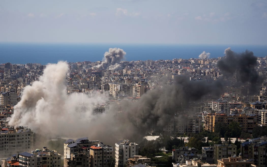 Smoke rises following several Israeli airstrikes in Beirut, Lebanon, Wednesday, April 8.