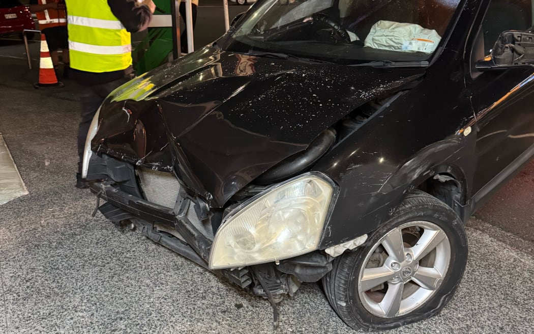 A car drove into Ming Xing Fast Food in Glendene, west Auckland just before 10pm, Thursday, 9 April 2026.