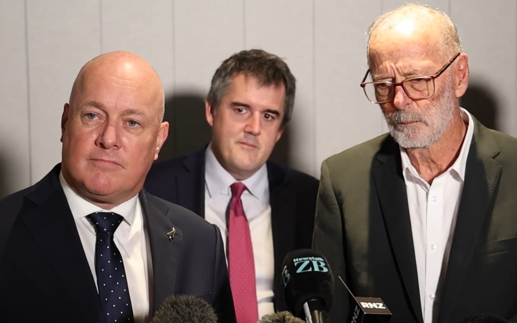 Christopher Luxon, Chris Bishop and Wayne Brown.