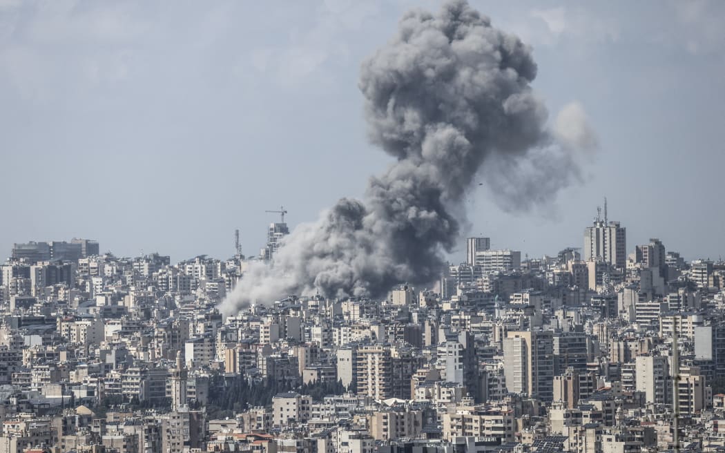Smoke rises following Israeli airstrikes over Beirut and its southern suburbs on April 8, 2026. Israel launched a series of strikes on Beirut on April 8, hitting several parts of the capital as well as its southern suburbs, Lebanese state media reported.