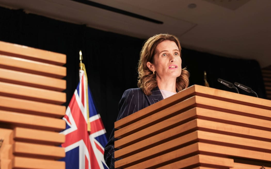 Finance Minister Nicola Willis says markets have reacted positively to the ceasefire news, with crude oil prices falling and global equities up, at a press conference on 8 April 2026.