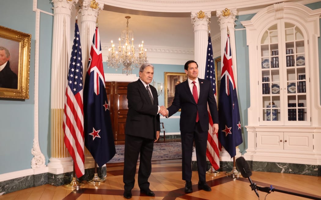 Foreign Minister Winston Peters meets with US Secretary of State Marco Rubio on 8 April 2026.