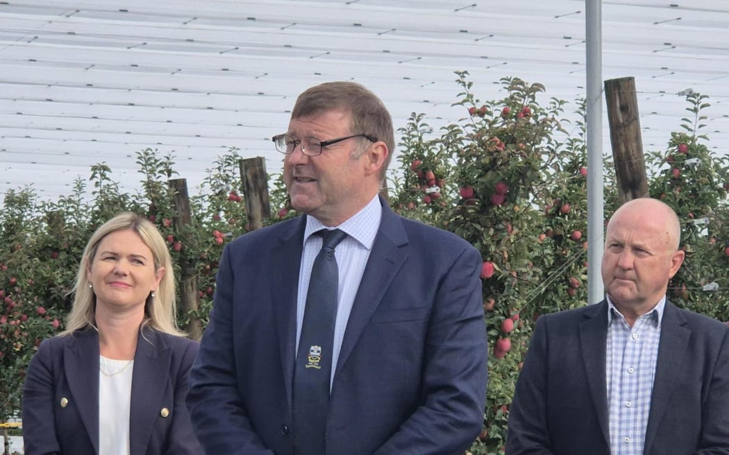 Catherine Wedd, minister Mark Patterson and Mike Petersen