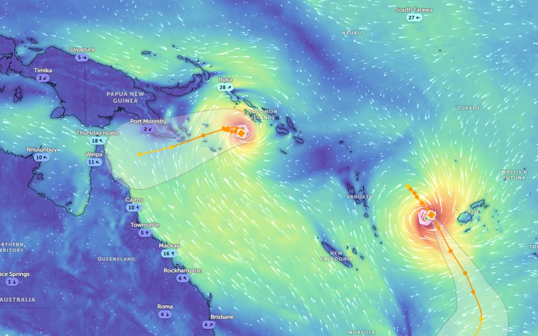 Maila and Vaianu have reached category 3 severe tropical cyclone status.