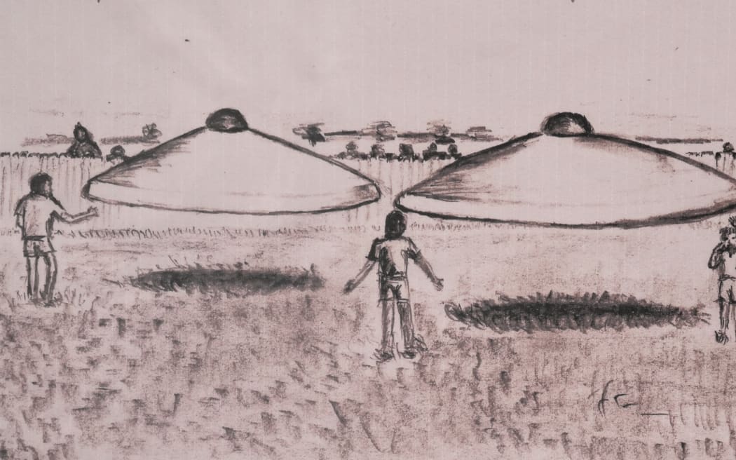 A former student's drawing of his memories of the day. (Supplied)