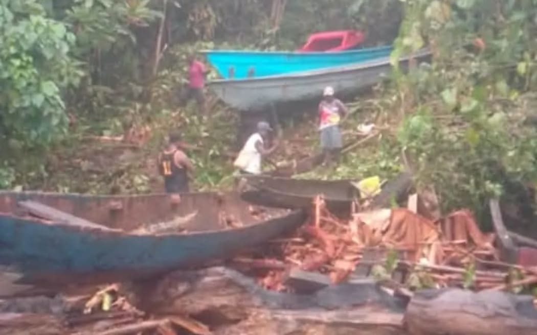 Some boats were also carried inland by strong wind and high swells along Mondo coastal area in Solomon Islands