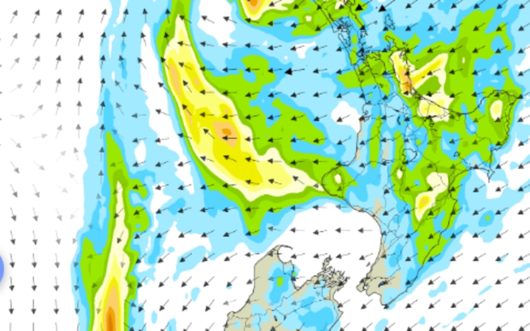 MetService has forecasted heavy rain over for the upper North Island on Tuesday.