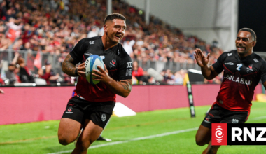 Super Rugby Pacific: Crusaders farewell home ground with 11-try demolition of Drua