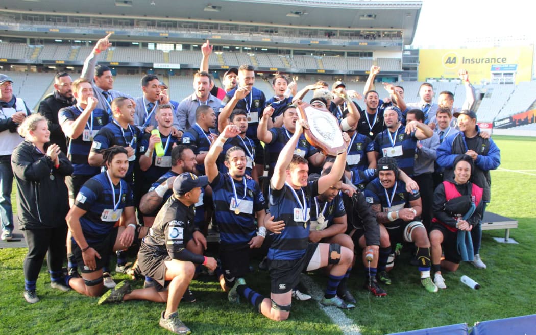 Ponsonby Rugby Club’s men’s premier team on the field, as the club looks to secure its long-term future at Western Springs.
