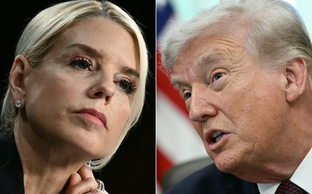 (COMBO) This combination of pictures created on April 02, 2026 shows (L/R) US Attorney General Pam Bondi in Washington, DC, October 7, 2025 and US President Donald Trump in Washington, DC, on March 31, 2026. US media reported on April 2, 2026, that US President Donald Trump has fired Attorney General Pam Bondi. (Photo by Brendan SMIALOWSKI / AFP)
