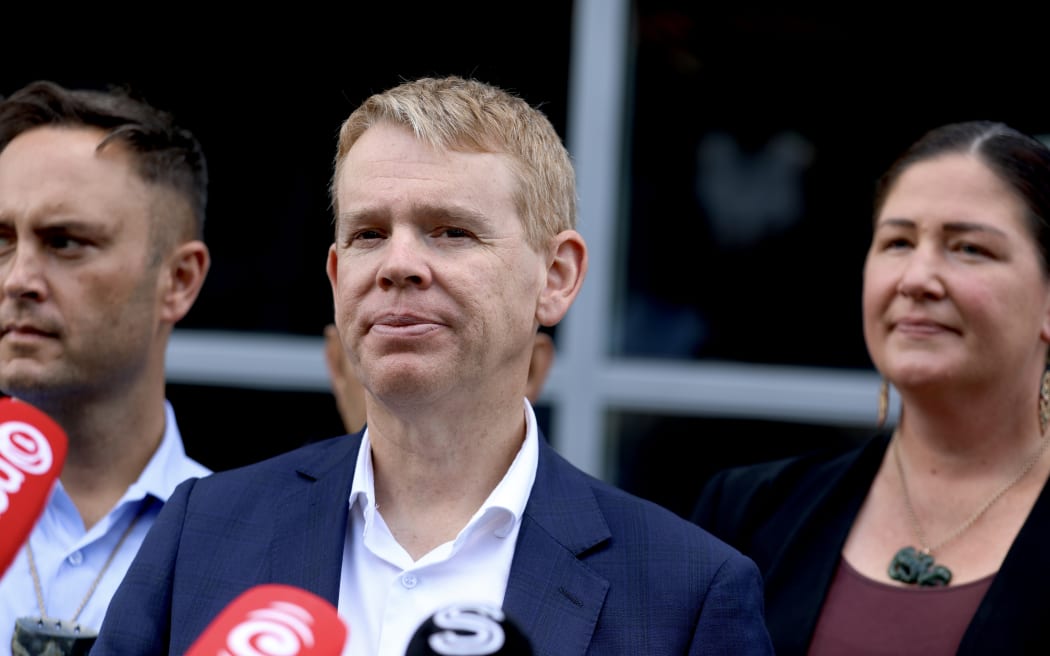 Labour leader Chris Hipkins, talking to media on Friday in Auckland.
