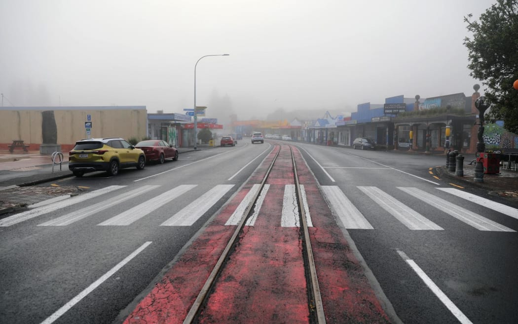 The main road in Kawakawa after the Northland heavy rain.