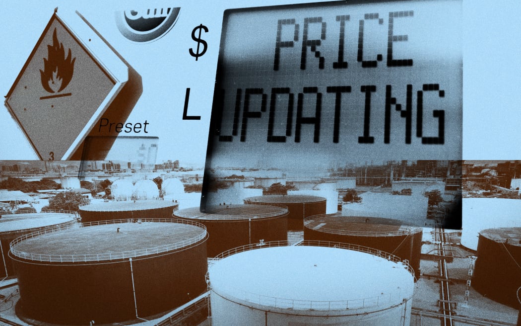 Composite of fuel tanks and money.