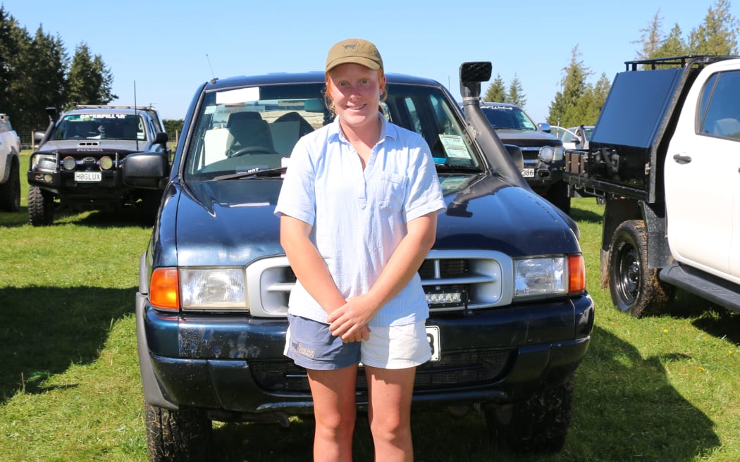 Emma Kinzett, 16, with her Ford Courier.
