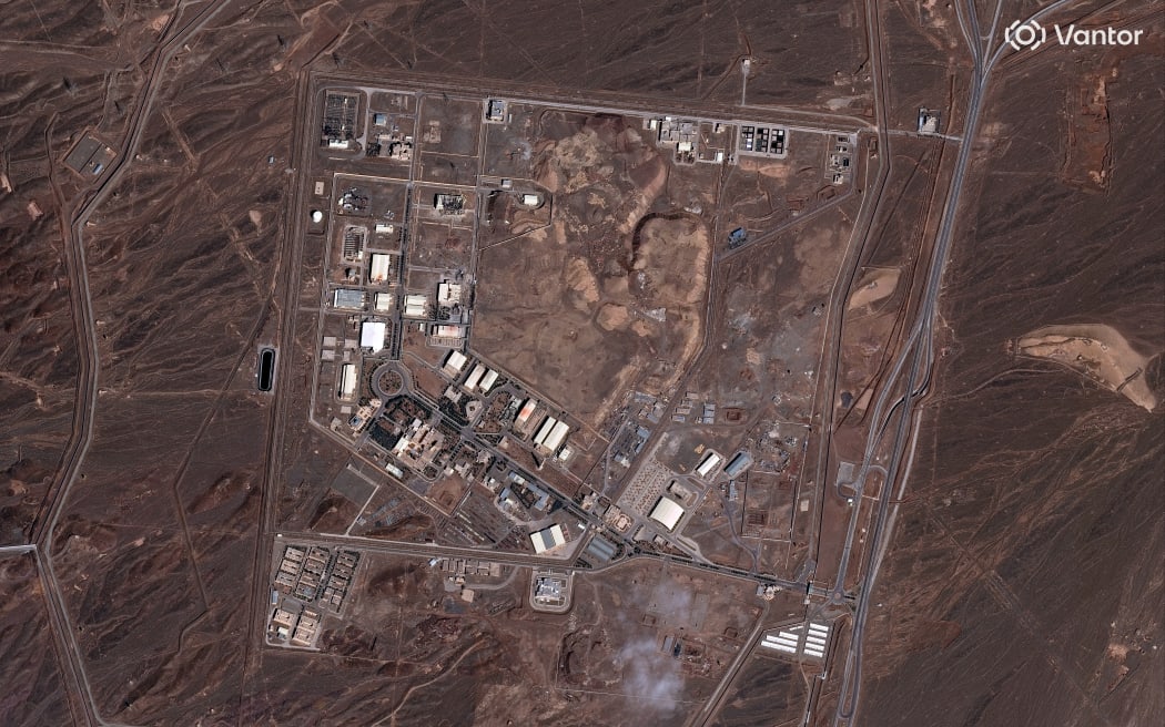 This handout satellite image from Vantor taken and released on March 2, 2026 shows an overview of the Natanz nuclear complex facility with damage observed on several buildings near Natanz, Isfahan province, Iran. Iran accused Israel and the United States on March 2 of having attacked its nuclear facility at Natanz, one of the main targets of the previous conflict between the three countries last June.