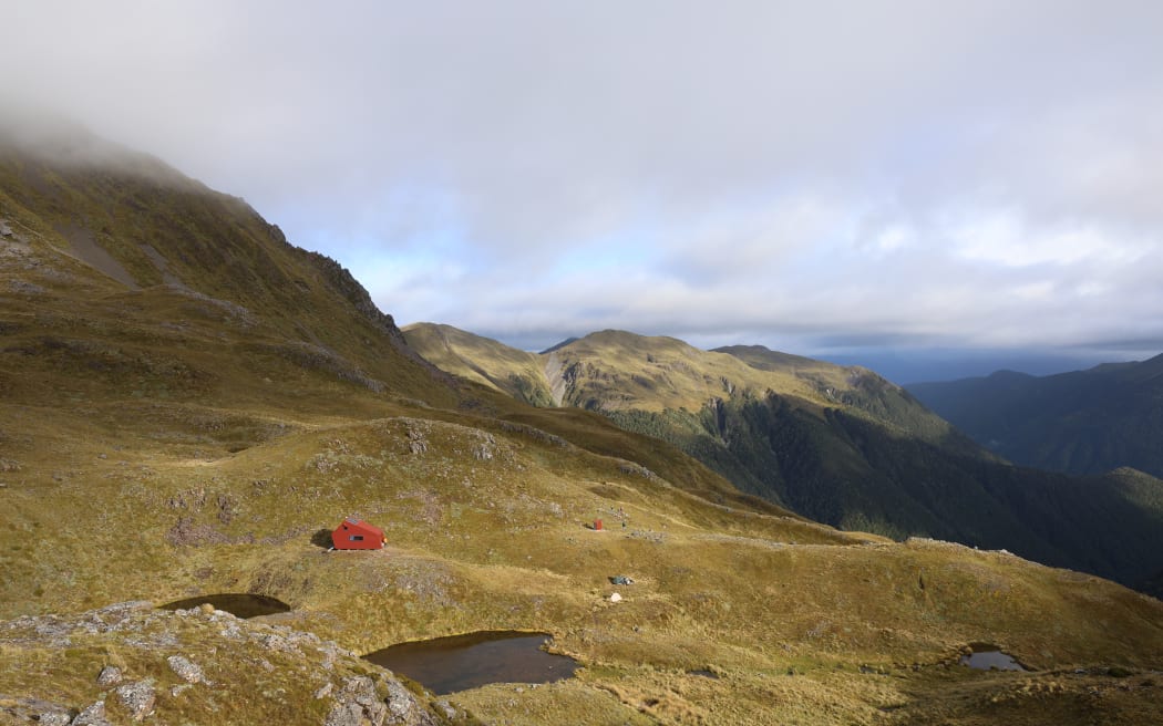The Brass Monkey Hut sits high in the ranges of Lewis Pass