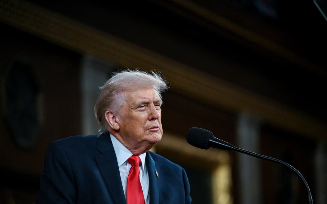 US President Donald Trump delivers the first State of the Union address of his second term to a joint session of Congress in the House Chamber of the United States Capitol in Washington, DC, on February 24, 2026.