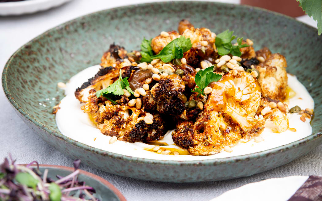 Caramelised Cauliflower with Yoghurt and Sicilian Caper Raisin 
Vinaigrette