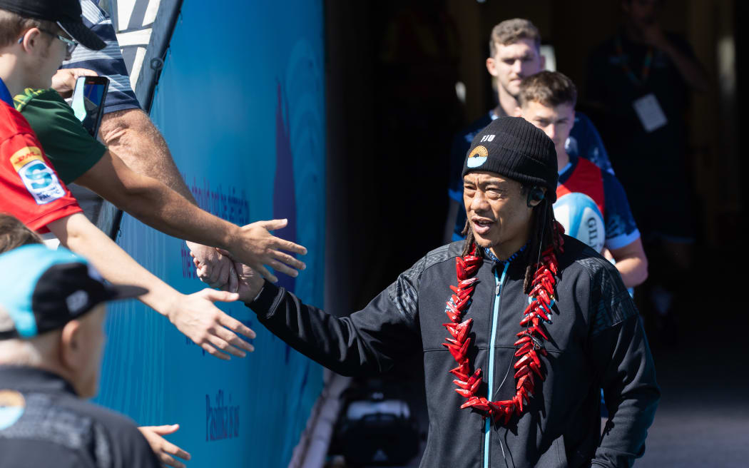 Moana Pasifika head coach Fa’alogo Tana Umaga before the Super Rugby Paciﬁc - Moana Pasiﬁka v Waratahs at North Harbour Stadium, Auckland - on Saturday  5th  April  2025.