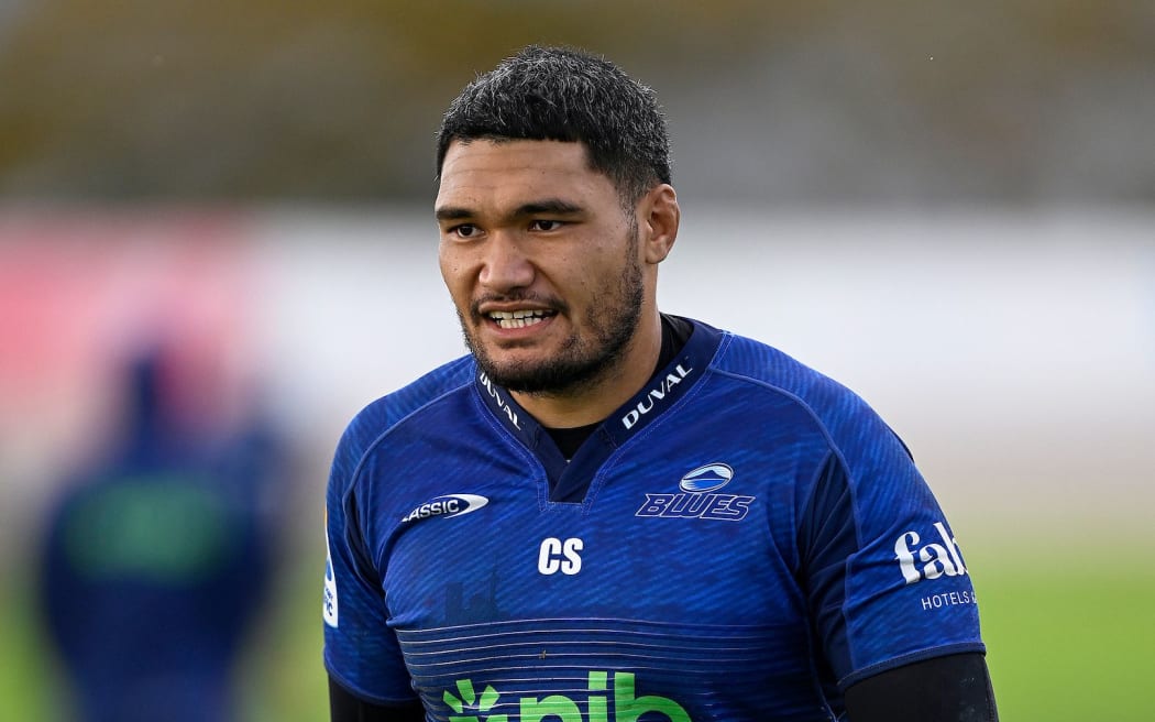 Cameron Suafoa during a Blues training session. Super Rugby Pacific, Alexandra Park, Auckland, New Zealand. Tuesday 28 May 2024. © Photo credit: Andrew Cornaga / www.photosport.nz