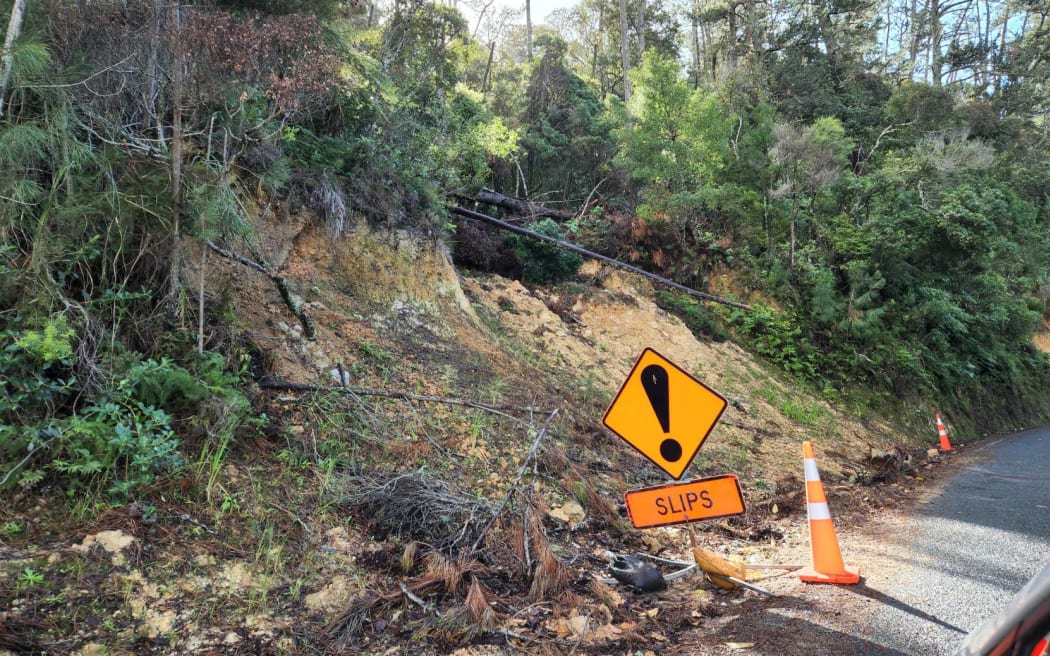 Slips on the road to Abbey Caves after a Whangārei Boys' High School pupil died in them on Tuesday 9 May 2023.