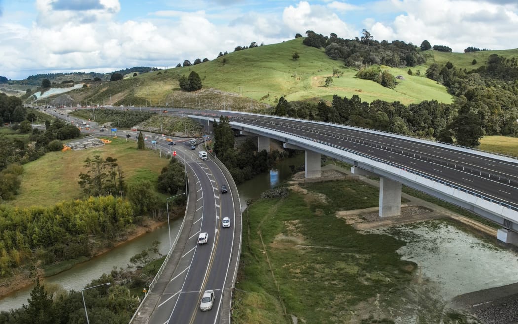 The Pūhoi viaduct opened in 2023, part of the newest section of motorway linking Auckland and Northland.