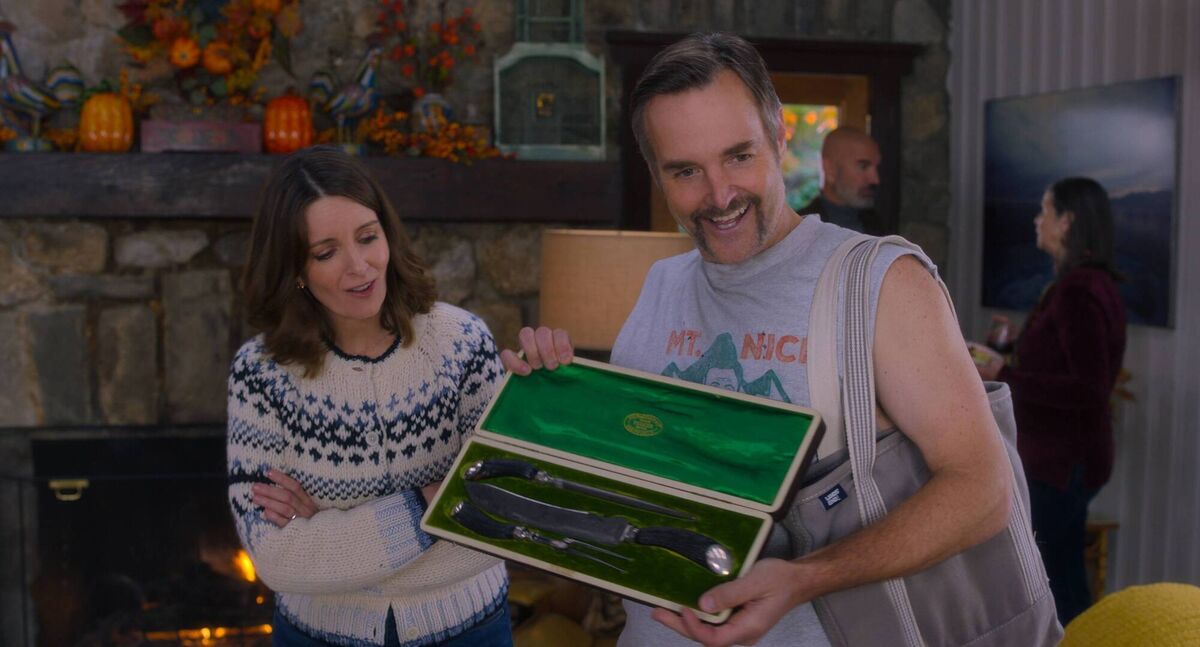 (Left to right) Tina Fey as Kate and Will Forte as Jack in The Four Seasons. Photo: Netflix © 2026