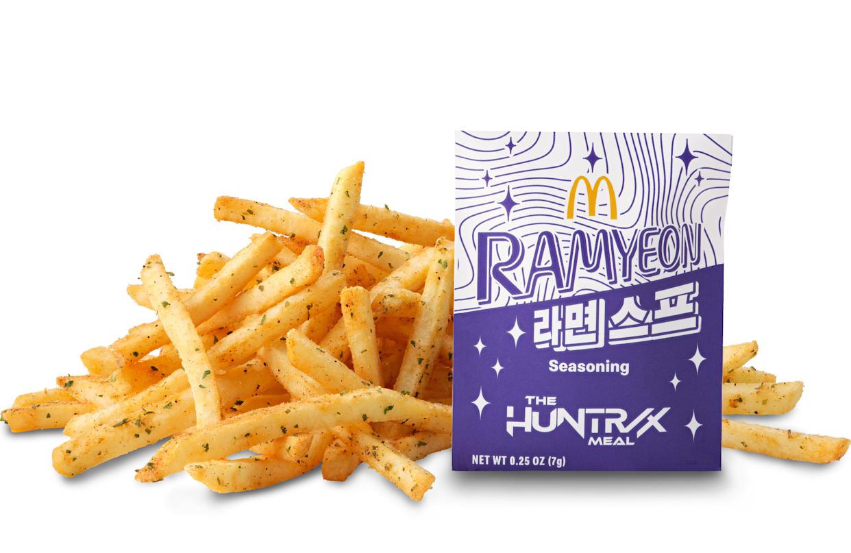 Ramyeon McShaker fries come with a small bag of a soy, garlic, sesame and spice seasoning that customers sprinkle into a bag with the fries and shake up before eating.