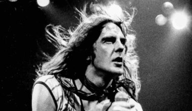 Saxon&rsquo;s Biff Byford performing onstage in the early 1980s