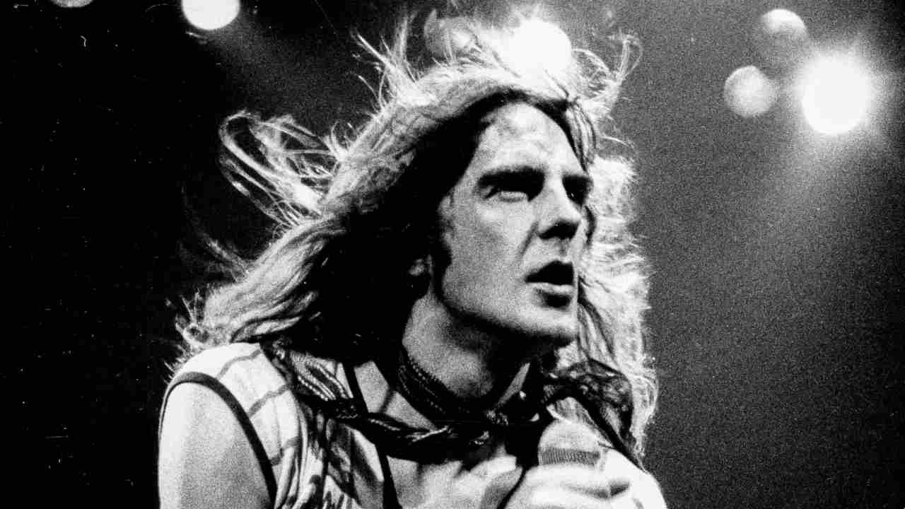 Saxon&rsquo;s Biff Byford performing onstage in the early 1980s