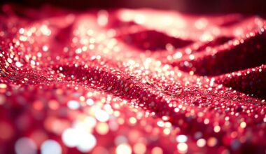 An extreme close-up photograph of shimmering, glittering sequins under dramatic studio lighting, creating a high-contrast, glamorous texture that conceptually represents the celebratory energy of the music industry.