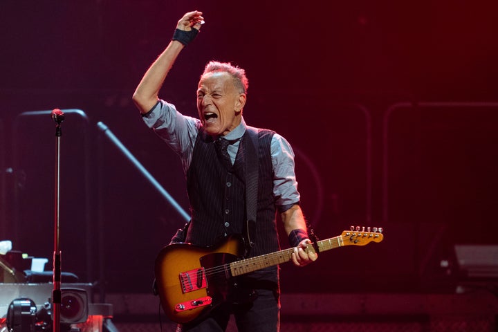 Bruce Springsteen performs during the "Land of Hope and Dreams" tour on Monday, April 20, 2026, at the Prudential Center in Newark, N.J. The concert and Springsteen were lambasted by a local critic.