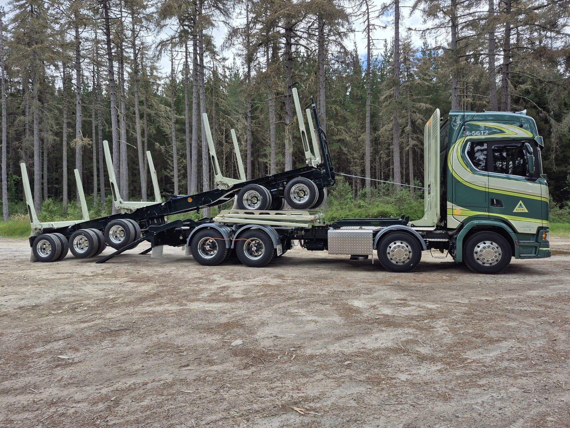  2025 Central North Island Wood Council Forestry Awards, Implementation of Innovative Technologies or Mechanical Solutions Award winner Peter Phillips, left, and Brandt Construction and Forestry Director of Sales, Phil McKenzie. Photo/ Supplied