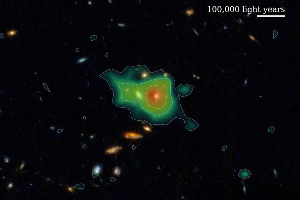 A halo of hydrogen gas detected by the Hobby-Eberly Telescope Dark Energy Experiment (Nasa)