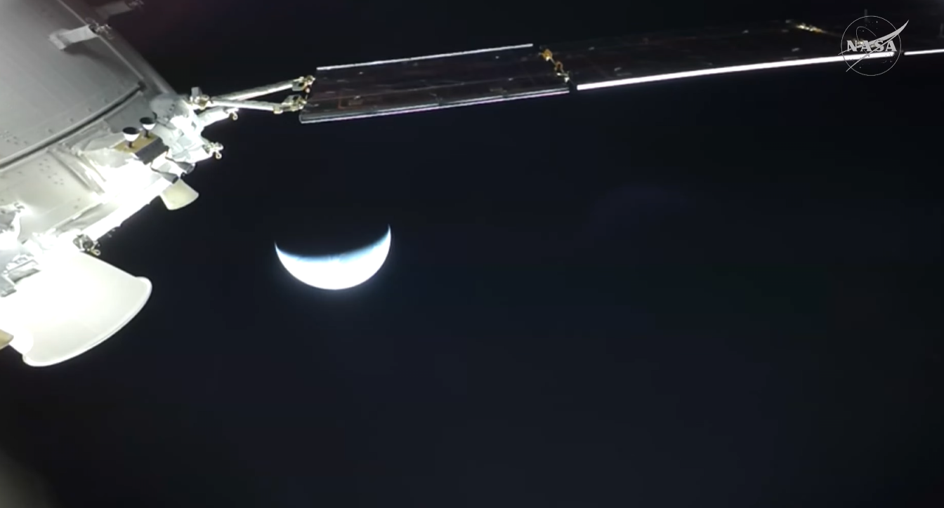 A view of Earth from the Artemis II Orion capsule