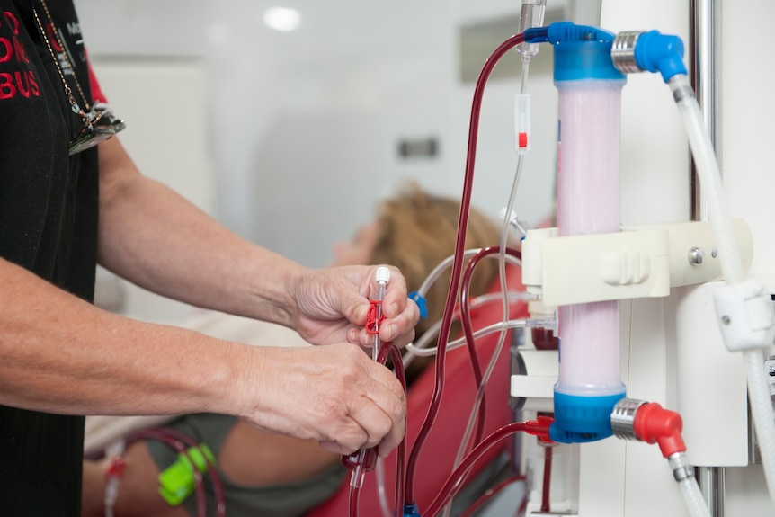 Someone receiving dialysis.