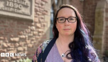 Deputy Louise Doublet is pictured outside St Saviour parish hall.