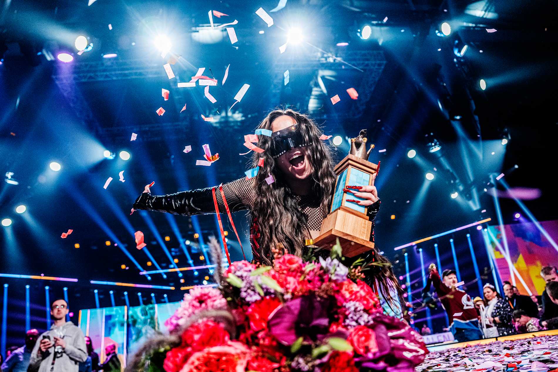 Felicia after winning Melodifestivalen.