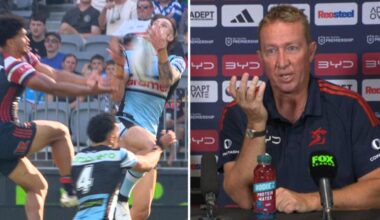 Trent Robinson slams controversial NRL ruling, Robert Toia disallowed try, disruptor rule, Sydney Roosters, James Tedesco, nrl news