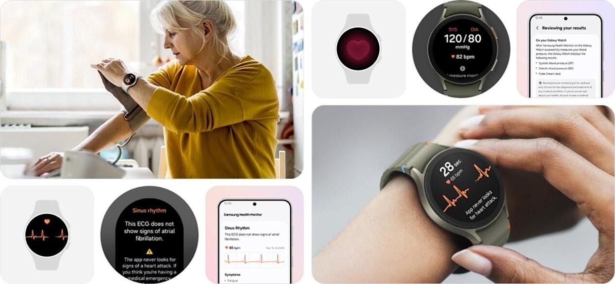 Setup process for the blood pressure feature on the Galaxy Watch. 