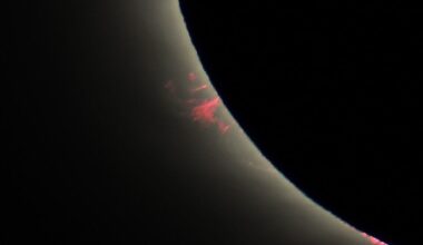 Solar prominence seen in true colour during totality of a solar eclipse (Credit : ESA/CESAR)